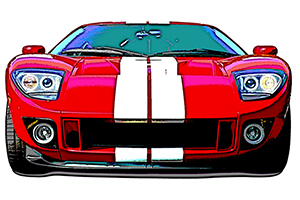 Ford GT Mark 1 sports car front view